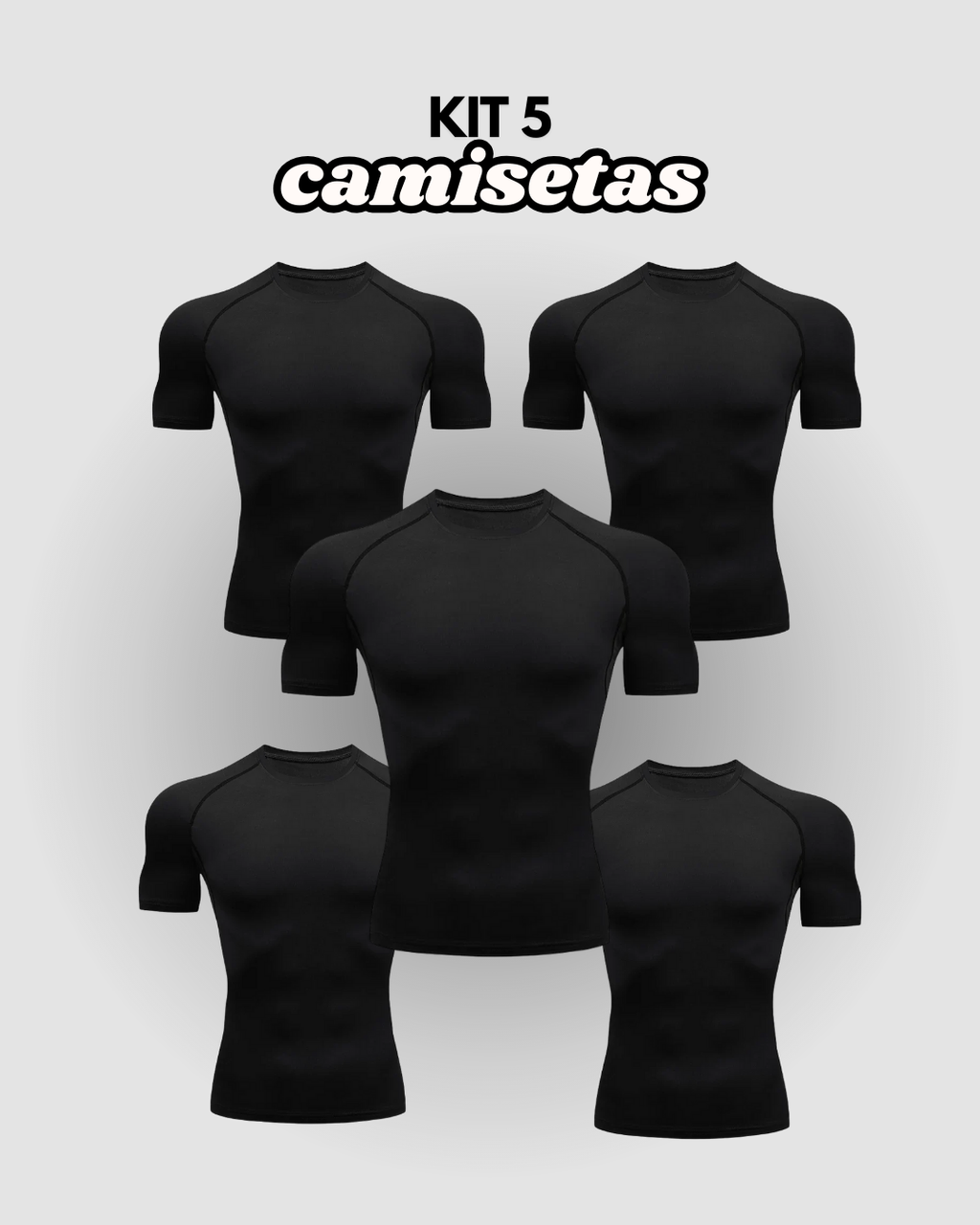 Kit 5 Camiseta de Compressão Esportiva Masculina ProFit [COMPRE 04 LEVE 05]
