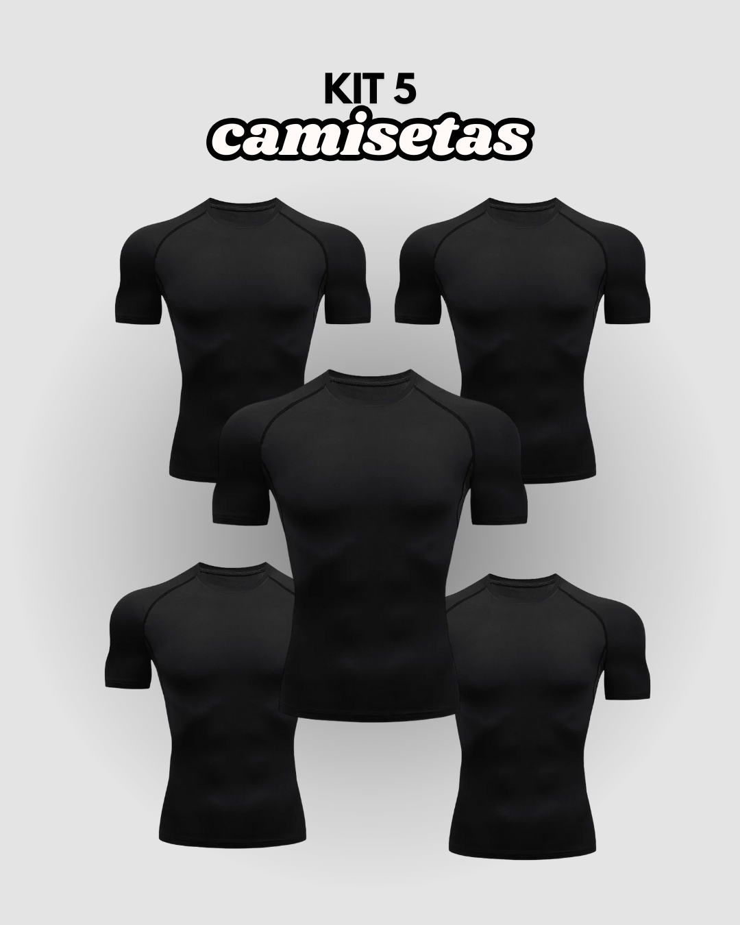 Kit 5 Camiseta de Compressão Esportiva Masculina ProFit [COMPRE 04 LEVE 05]