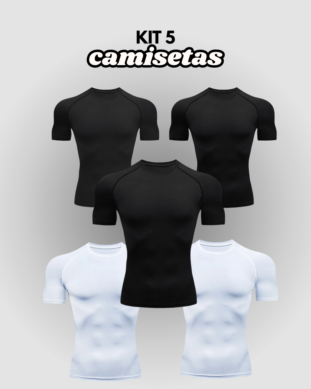 Kit 5 Camiseta de Compressão Esportiva Masculina ProFit [COMPRE 04 LEVE 05]