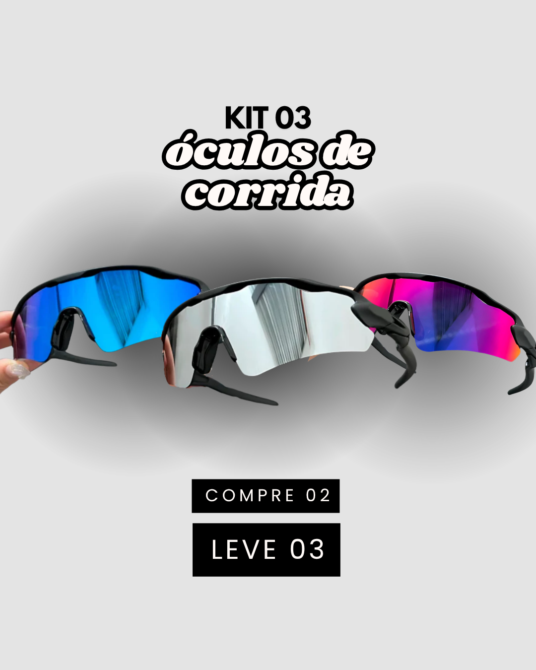 Kit 03 Óculos de Sol Premium Polarizado Proteção UV400 [COMPRE 02 LEVE 03]