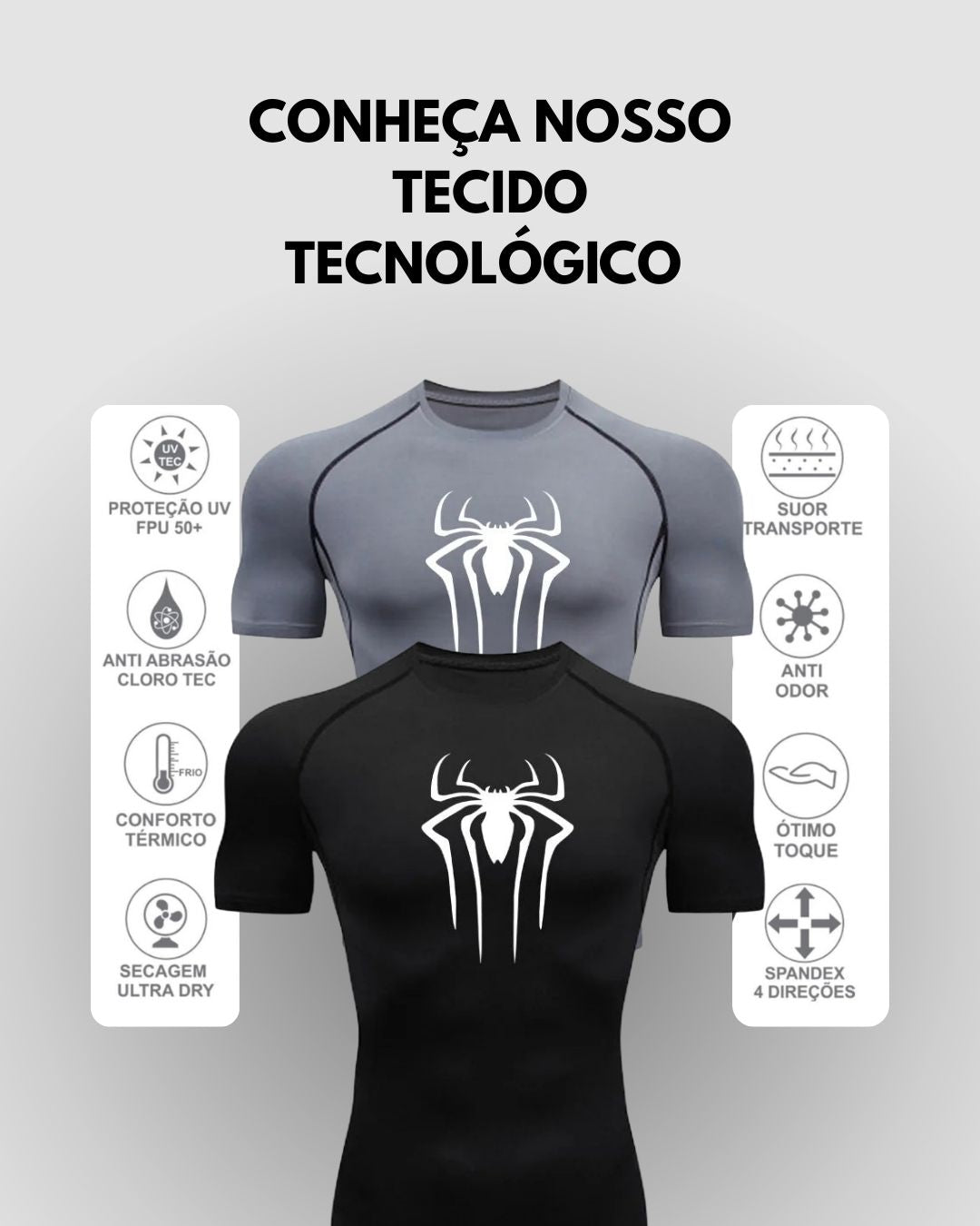 Camiseta Térmica de Compressão Esportiva Masculina Spider ProFIT