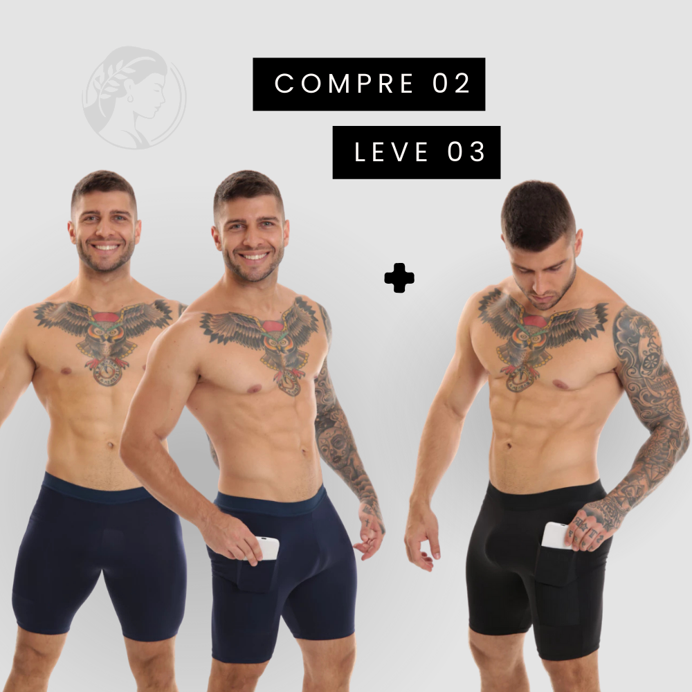 Kit 03 Bermudas Térmicas Masculinas Segunda Pele com Bolso ProFIT [COMPRE 02 LEVE 03]