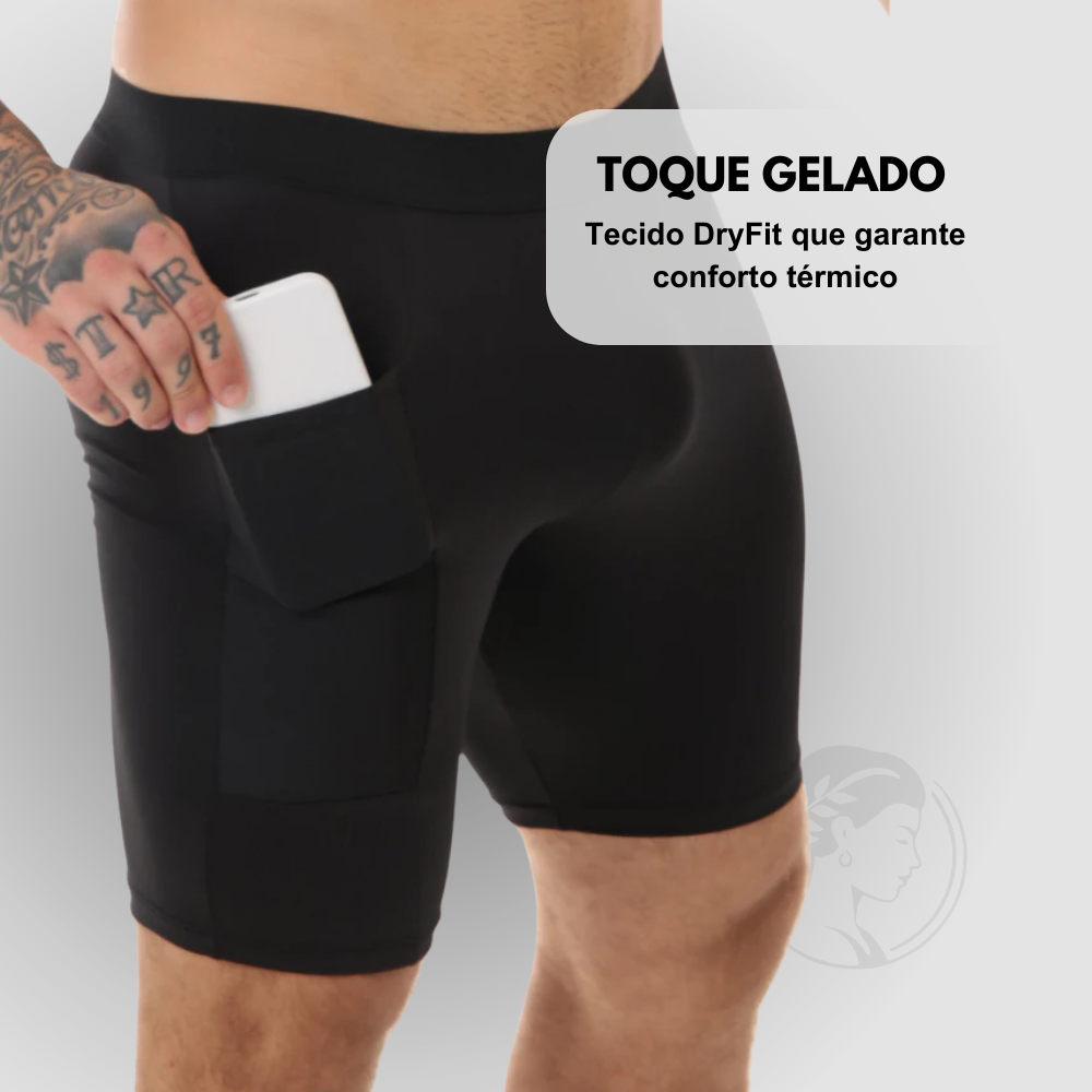 Kit 03 Bermudas Térmicas Masculinas Segunda Pele com Bolso ProFIT [COMPRE 02 LEVE 03]