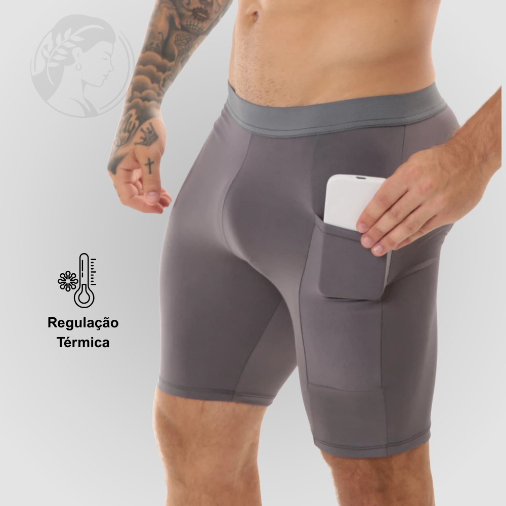Kit 03 Bermudas Térmicas Masculinas Segunda Pele com Bolso ProFIT [COMPRE 02 LEVE 03]