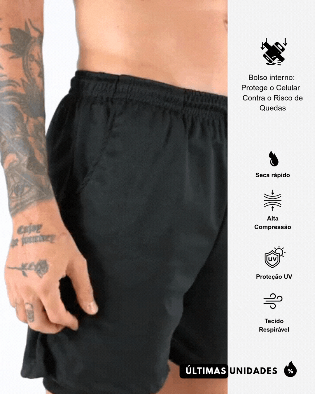 Short de Compressão Interno Esportivo Masculino Fitness Eternum