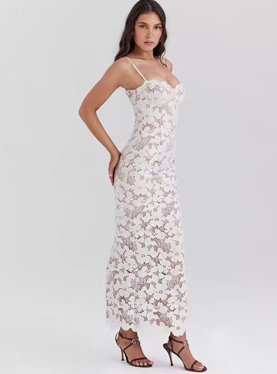 Vestido Camélia Branco de Renda