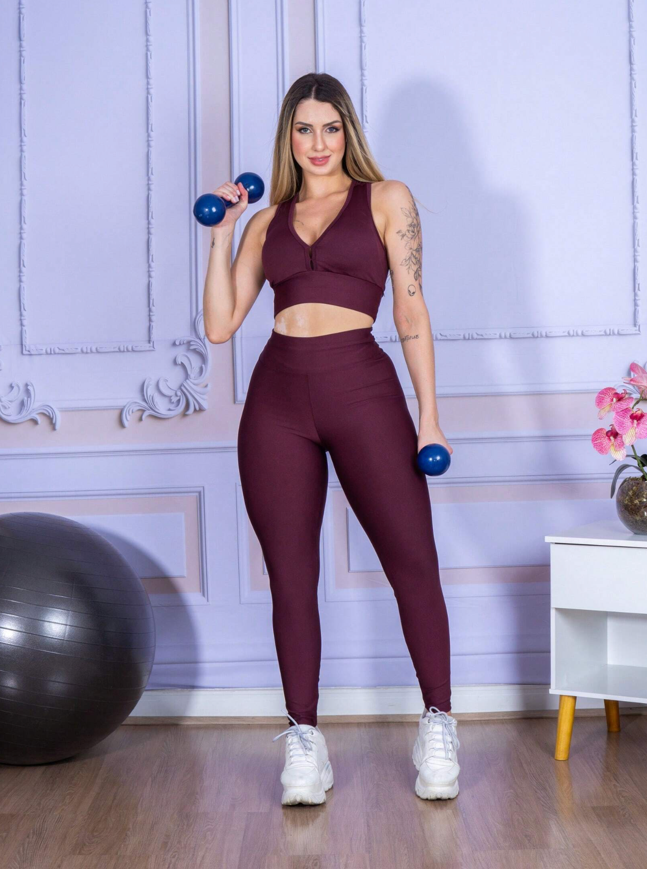 Conjunto Top + Calça Legging de Alta Compressão Modelagem Perfeita Feminino