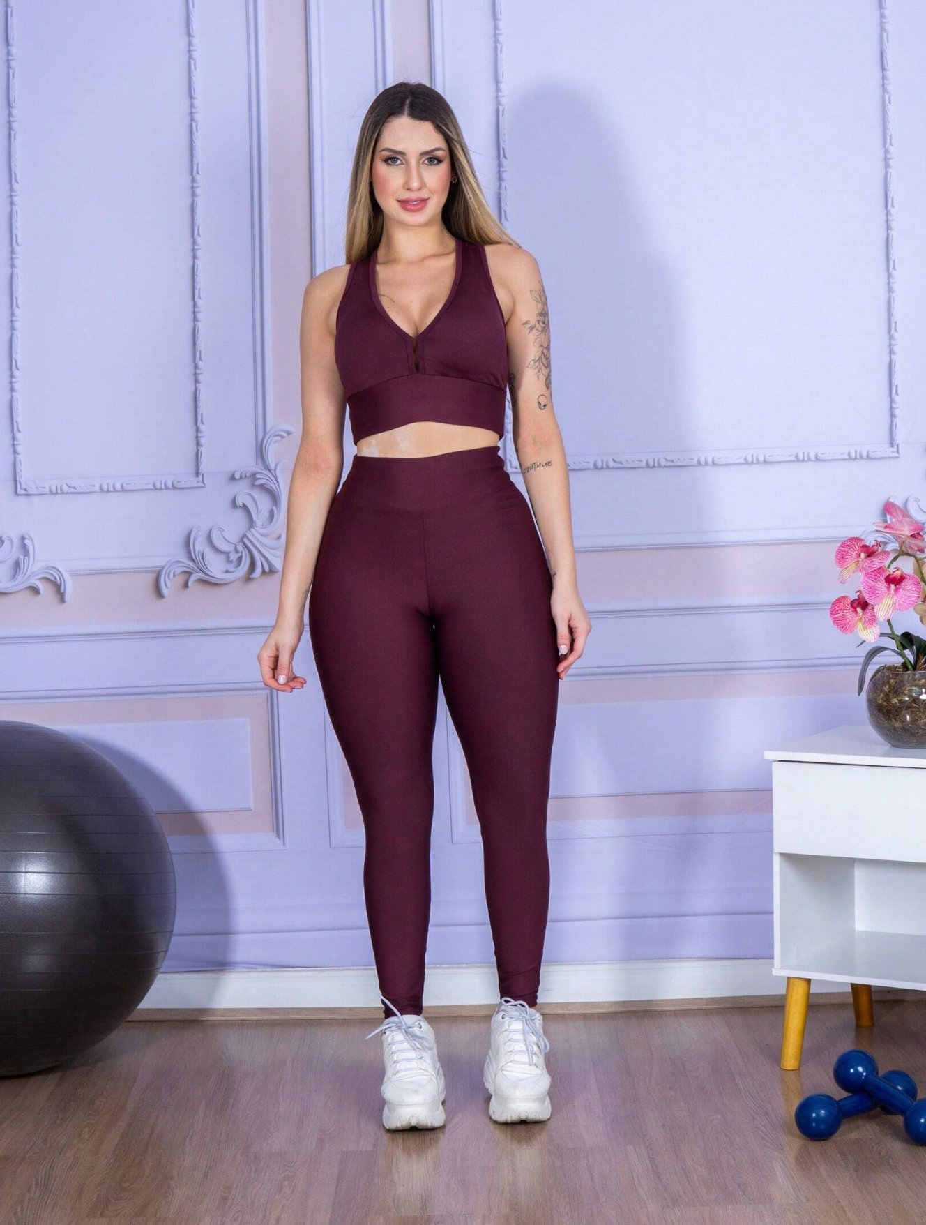 Conjunto Top + Calça Legging de Alta Compressão Modelagem Perfeita Feminino