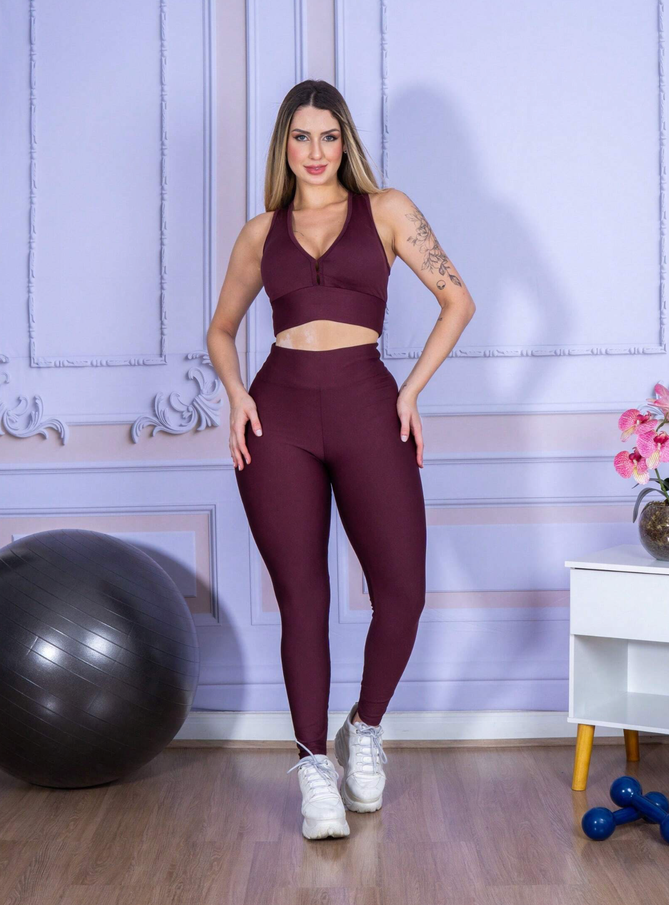 Conjunto Top + Calça Legging de Alta Compressão Modelagem Perfeita Feminino