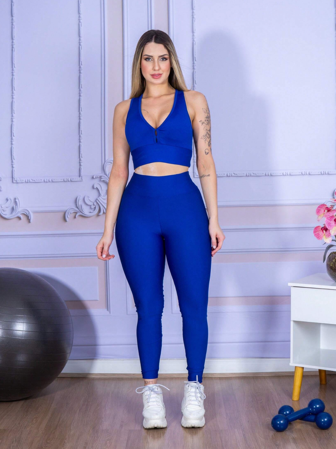 Conjunto Top + Calça Legging de Alta Compressão Modelagem Perfeita Feminino