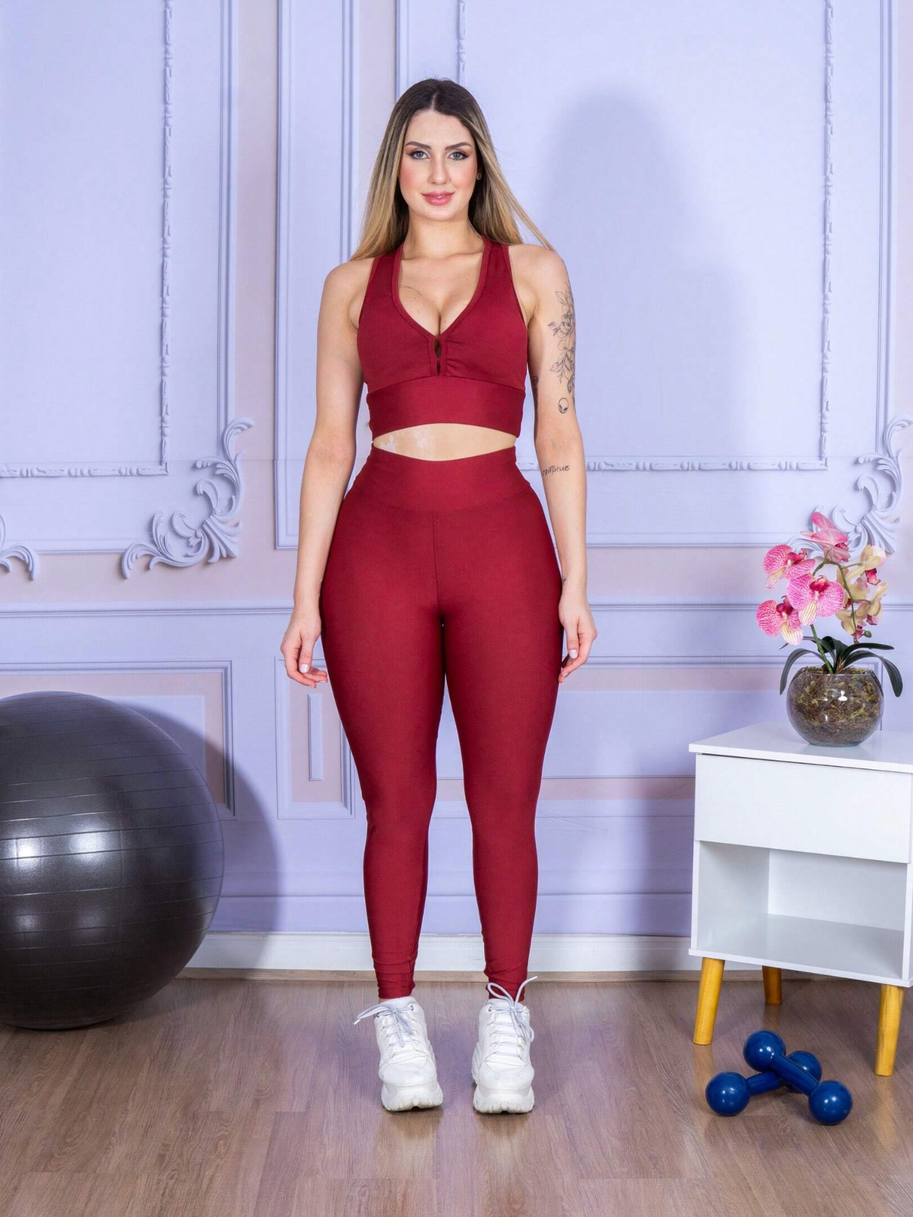 Conjunto Top + Calça Legging de Alta Compressão Modelagem Perfeita Feminino