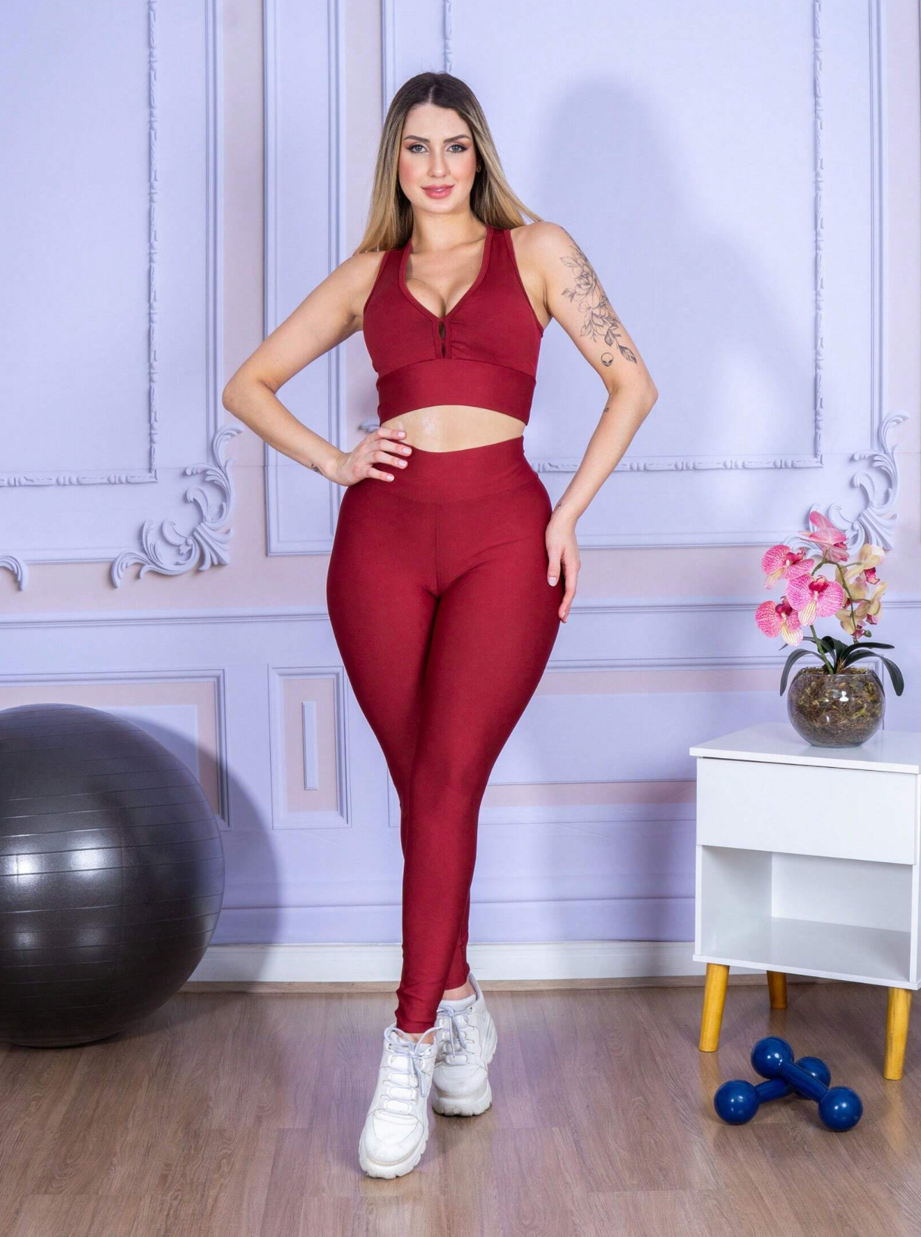 Conjunto Top + Calça Legging de Alta Compressão Modelagem Perfeita Feminino