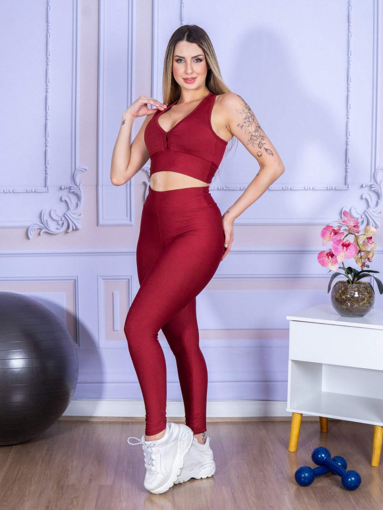 Conjunto Top + Calça Legging de Alta Compressão Modelagem Perfeita Feminino