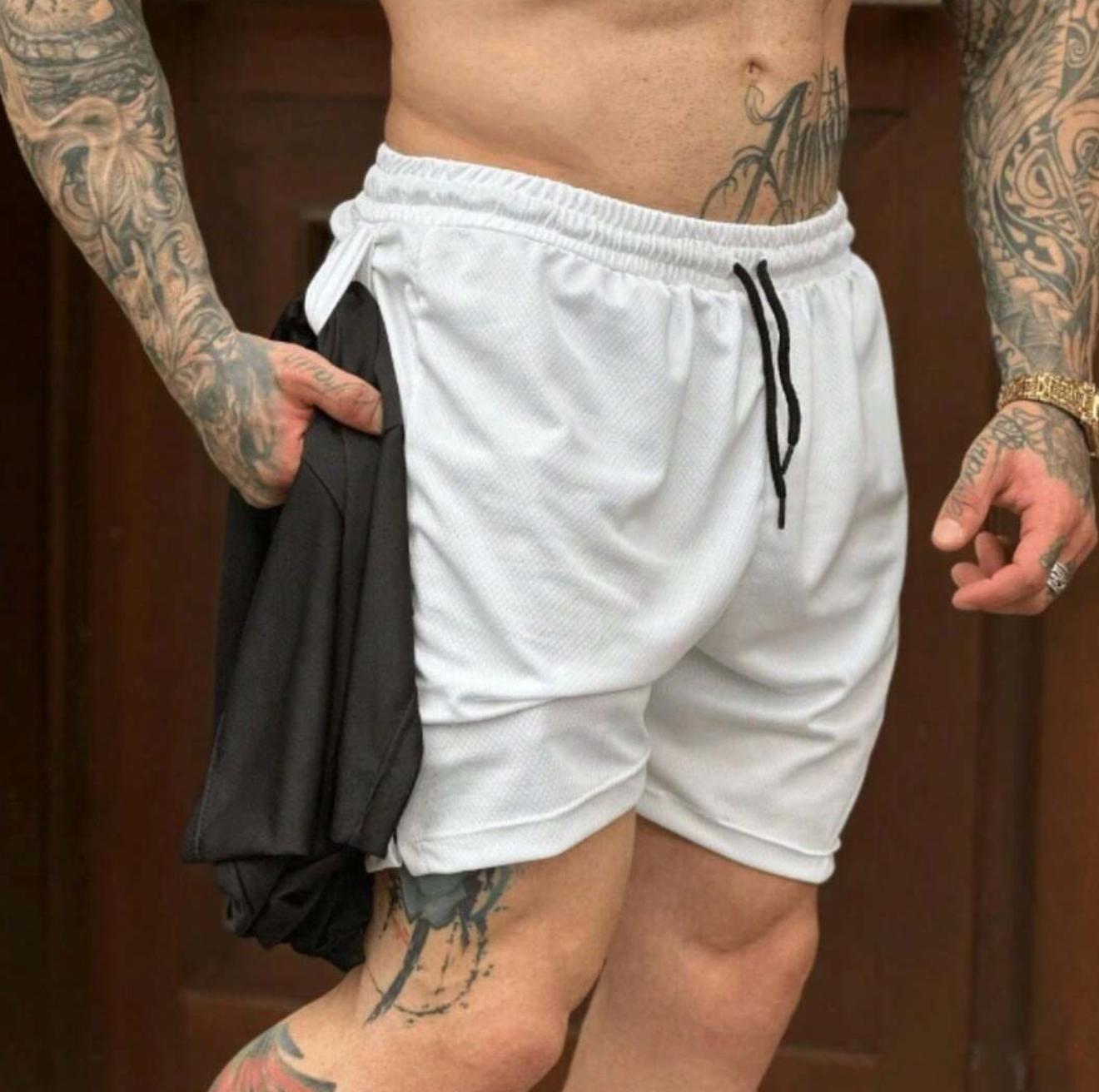 Bermuda com Short de Compressão Interno 2 em 1 Masculino em Promoção Proteção UV - Corrida Esporte Treino Academia Luta