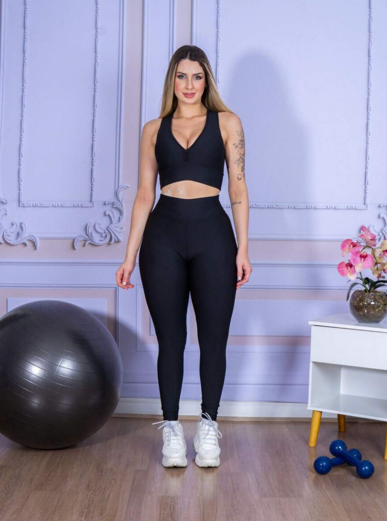 Conjunto Top + Calça Legging de Alta Compressão Modelagem Perfeita Feminino