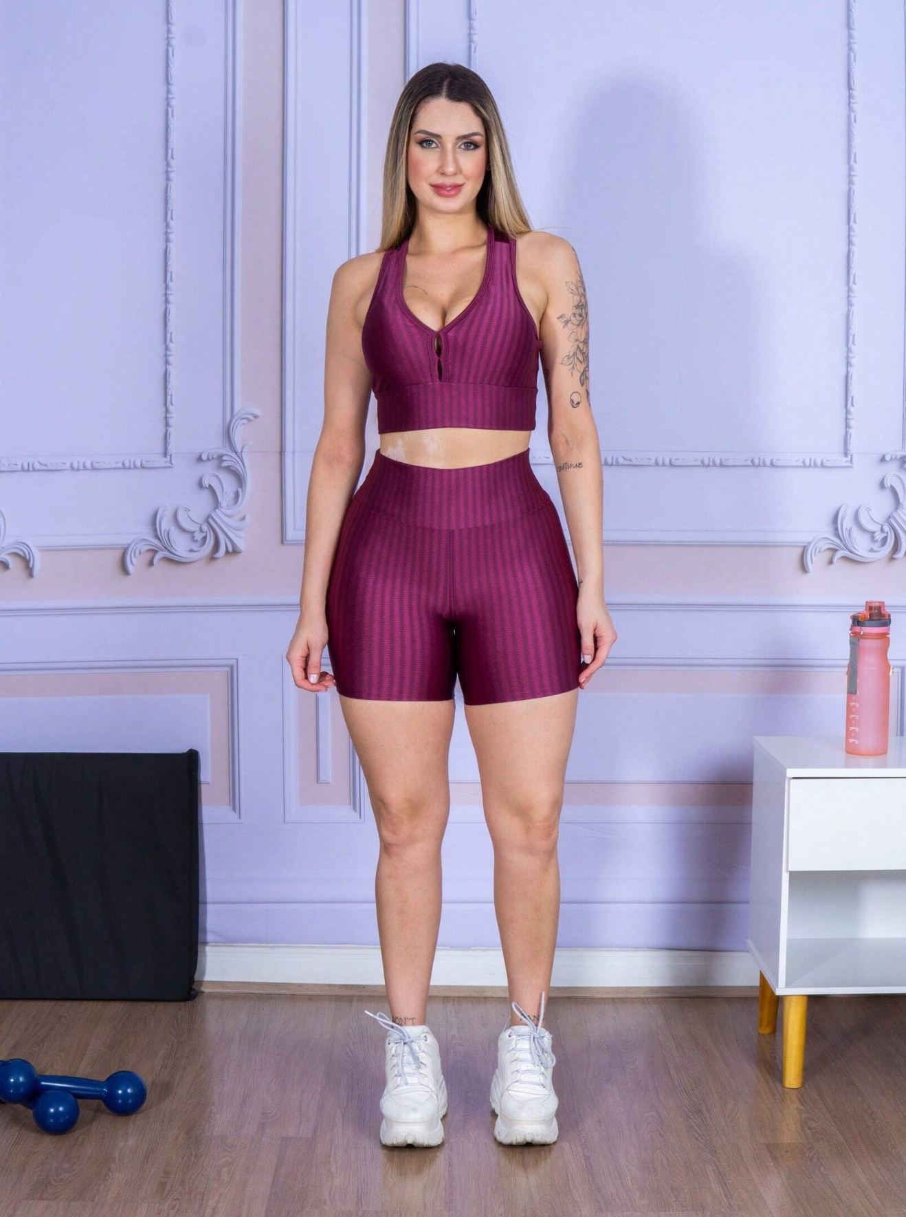 Conjunto Top + Short Legging de Compressão Metalizado Feminino ProFit