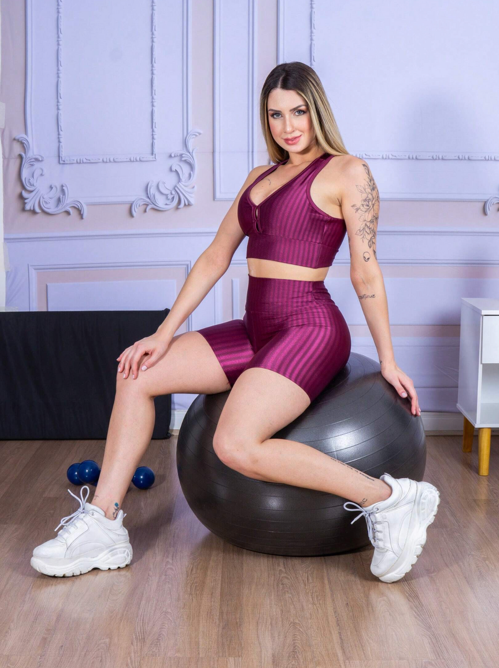 Conjunto Top + Short Legging de Compressão Metalizado Feminino ProFit