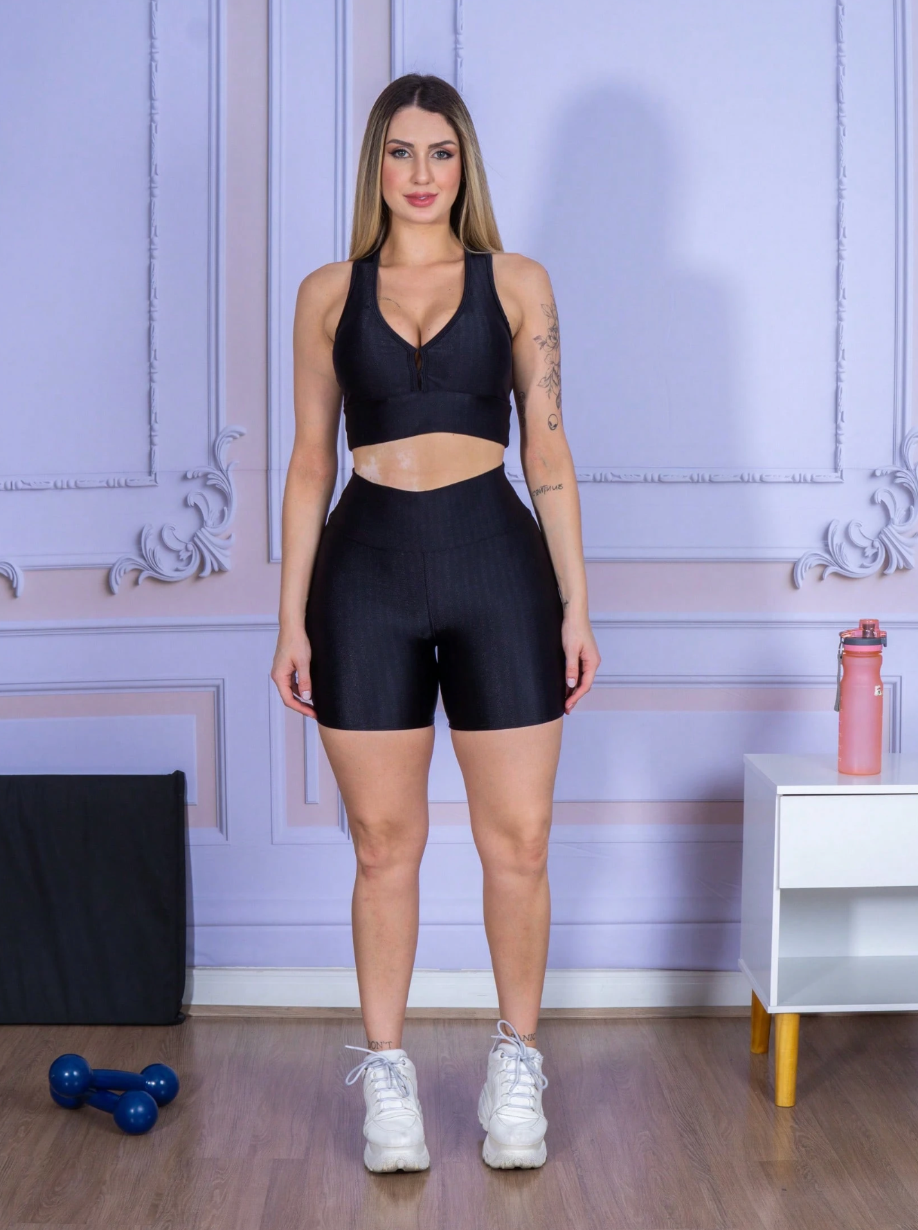 Conjunto Top + Short Legging de Compressão Metalizado Feminino ProFit