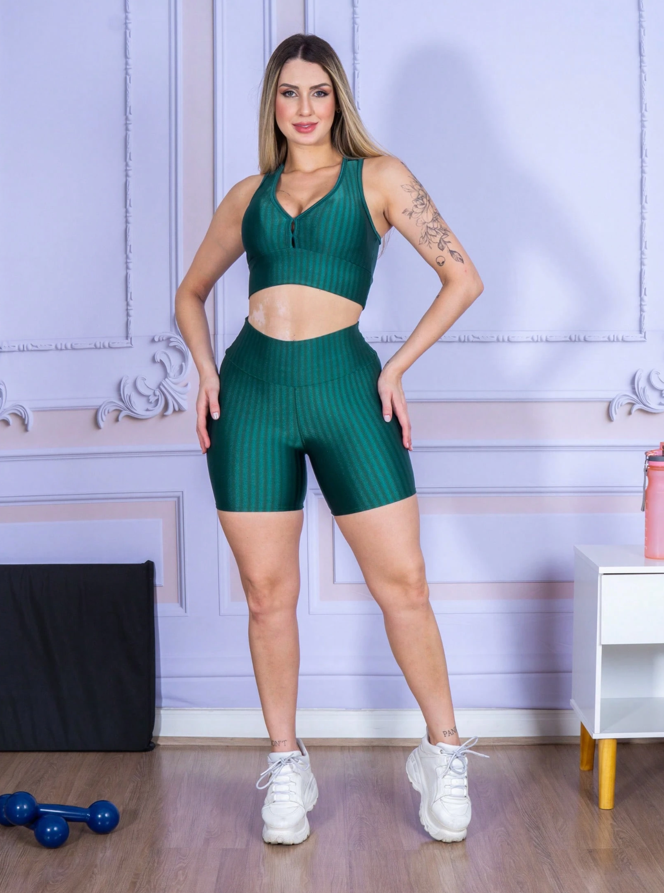 Conjunto Top + Short Legging de Compressão Metalizado Feminino ProFit