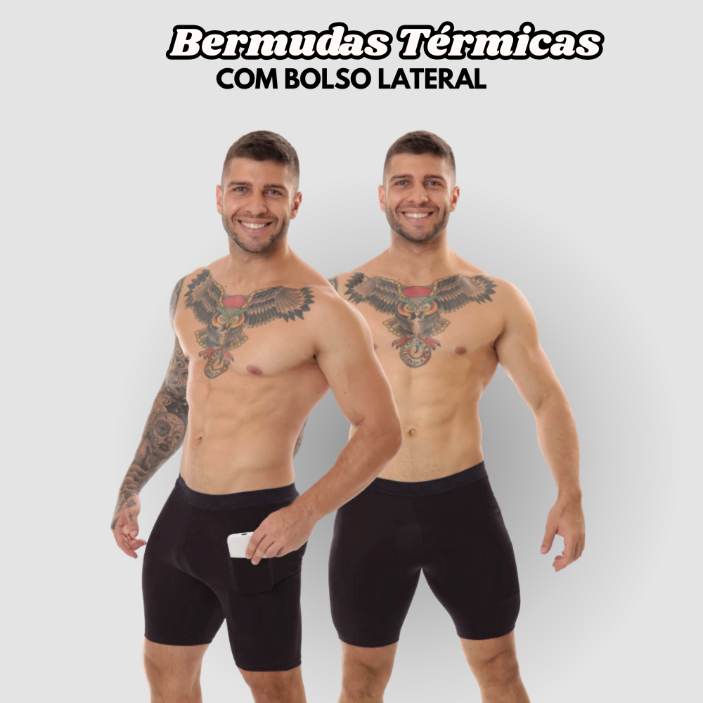 Kit 03 Bermudas Térmicas Masculinas Segunda Pele com Bolso ProFIT [COMPRE 02 LEVE 03]