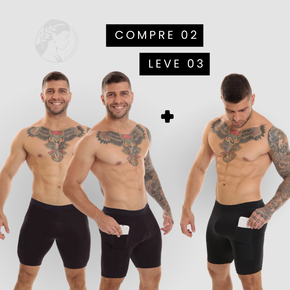 Kit 03 Bermudas Térmicas Masculinas Segunda Pele com Bolso ProFIT [COMPRE 02 LEVE 03]
