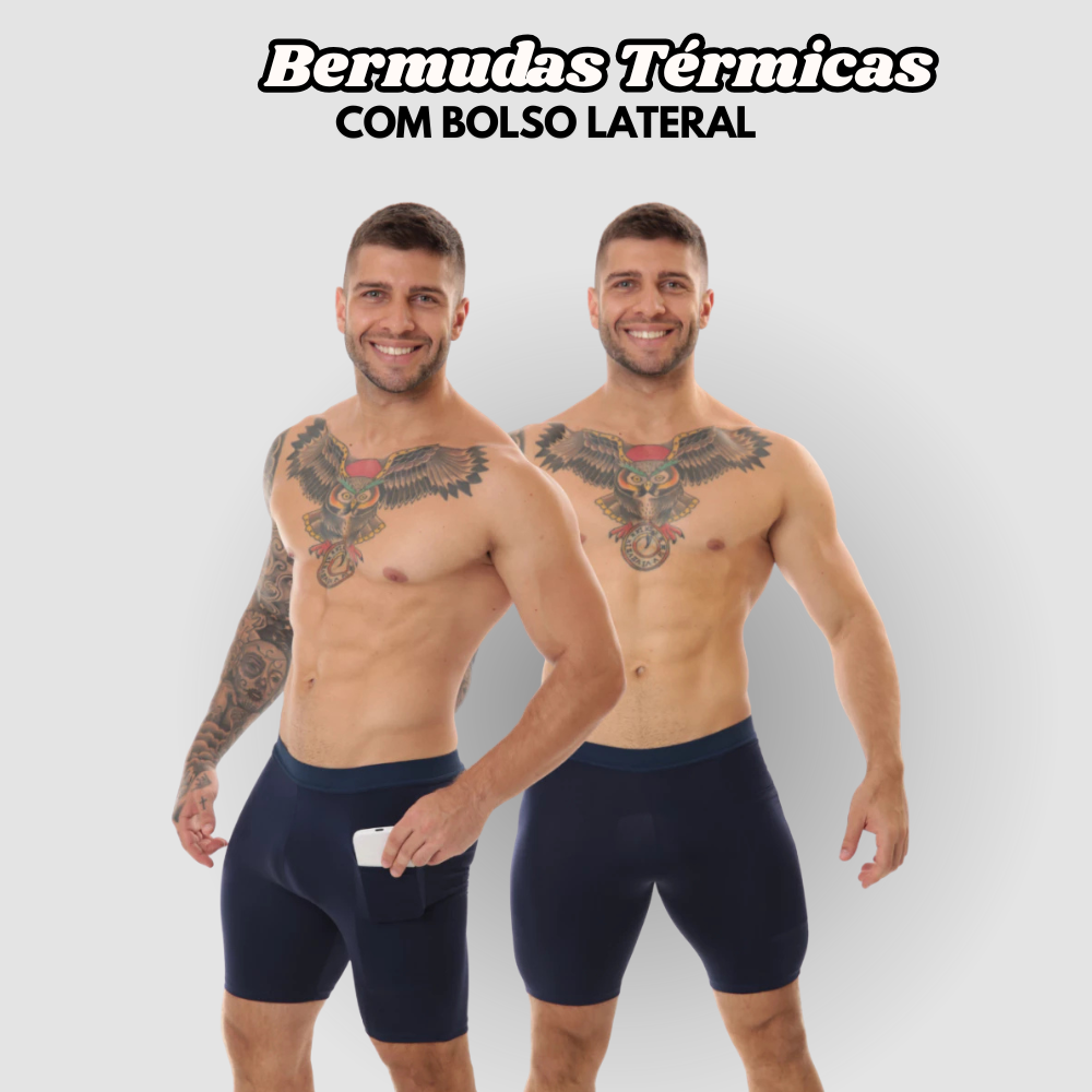 Kit 03 Bermudas Térmicas Masculinas Segunda Pele com Bolso ProFIT [COMPRE 02 LEVE 03]