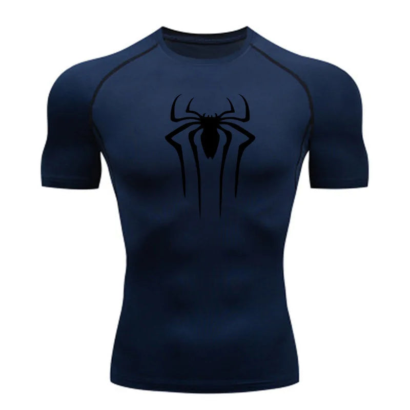 Camiseta de Compressão Esportiva Masculina Spider