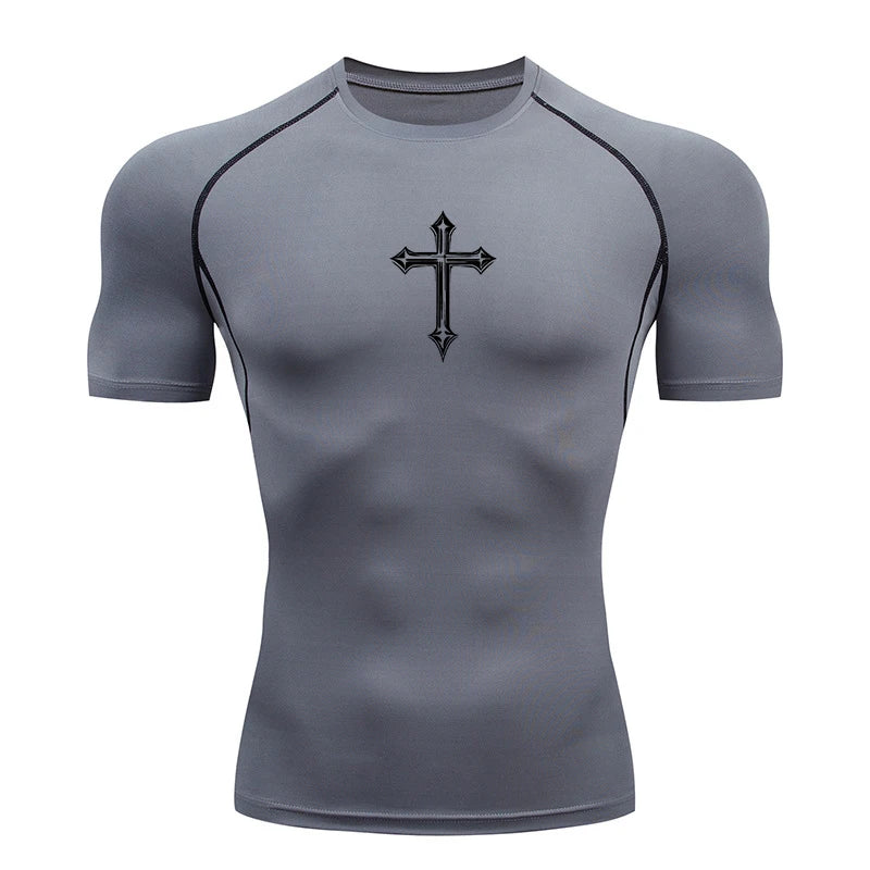 Camiseta de Compressão Esportiva Masculina Cross