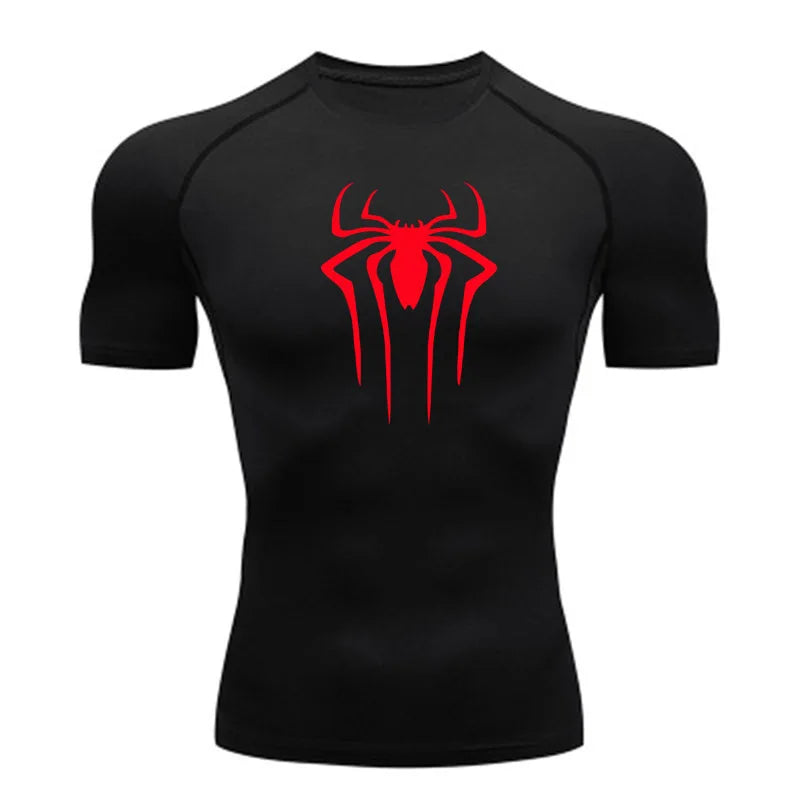 Camiseta de Compressão Esportiva Masculina Spider