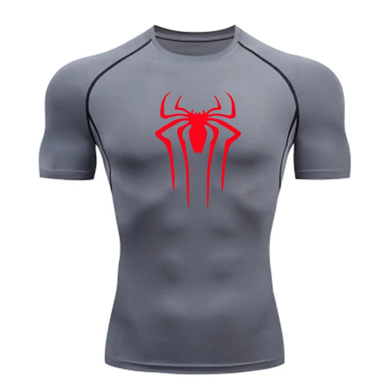 Camiseta de Compressão Esportiva Masculina Spider