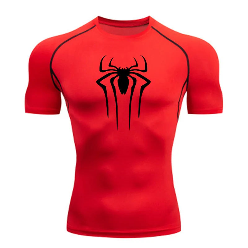 Camiseta de Compressão Esportiva Masculina Spider