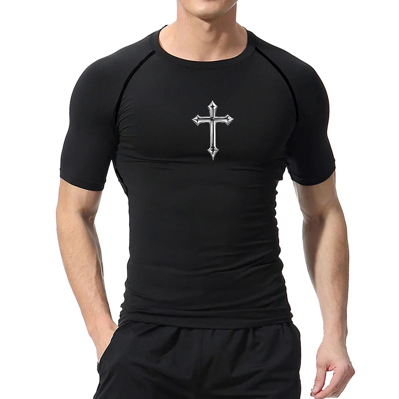 Camiseta de Compressão Esportiva Masculina Cross