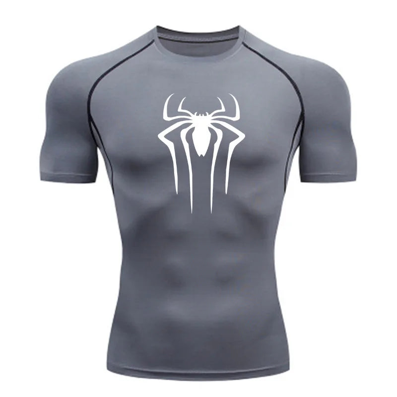 Camiseta de Compressão Esportiva Masculina Spider