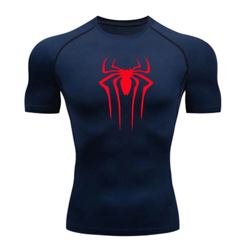 Camiseta de Compressão Esportiva Masculina Spider