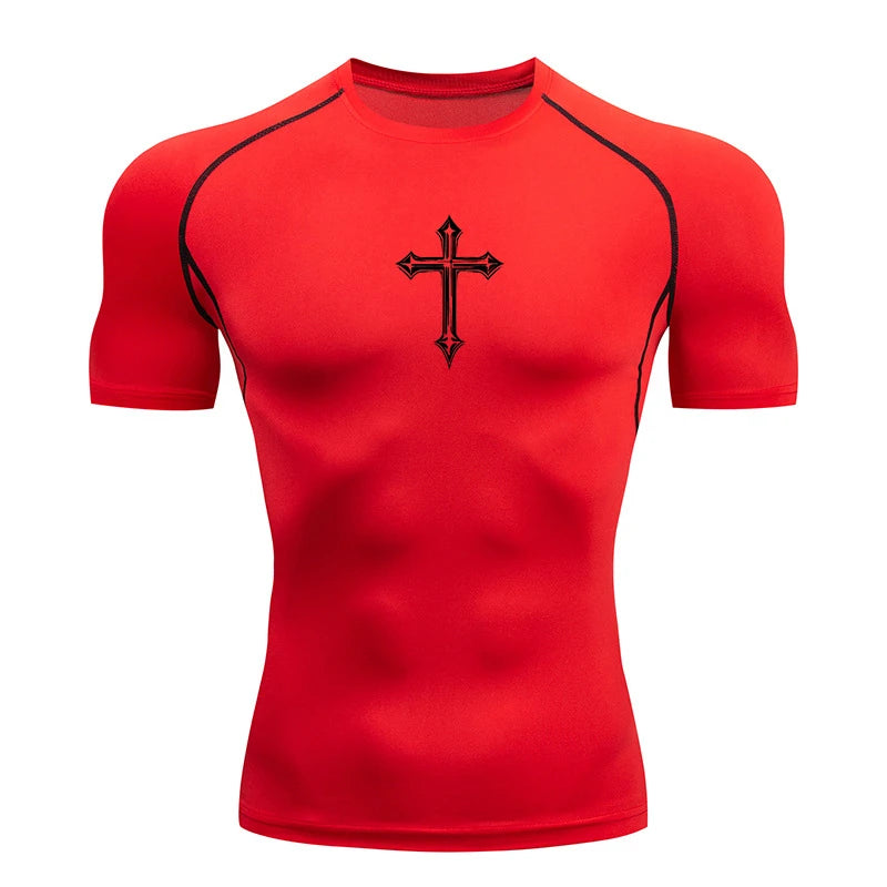 Camiseta de Compressão Esportiva Masculina Cross