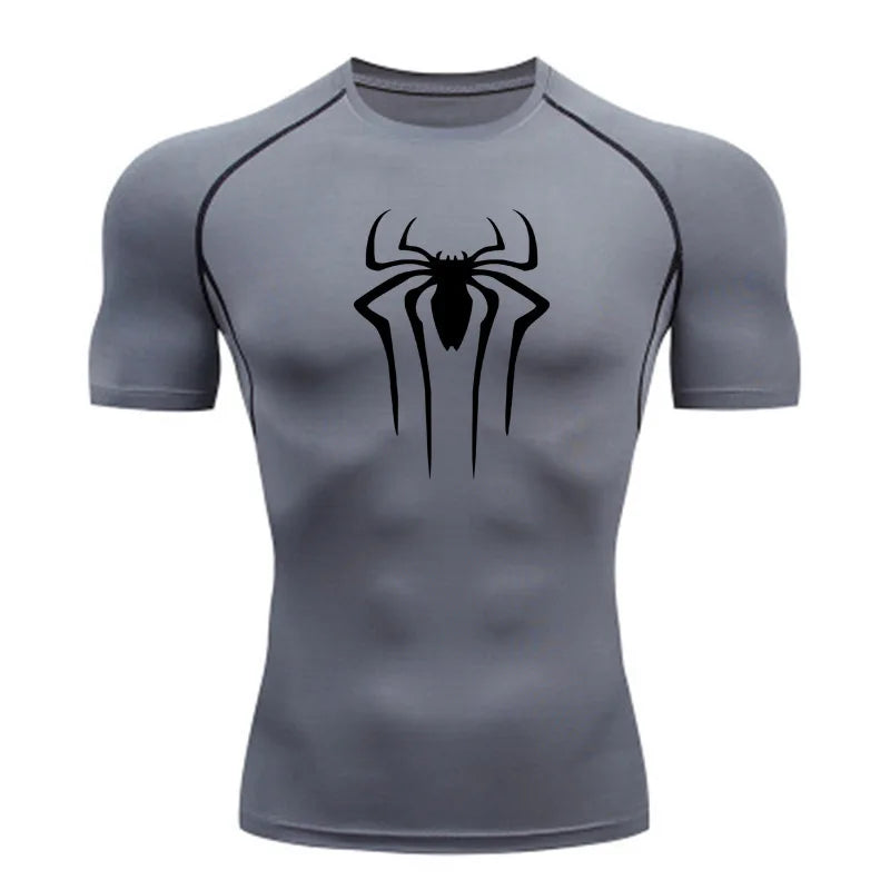 Camiseta de Compressão Esportiva Masculina Spider