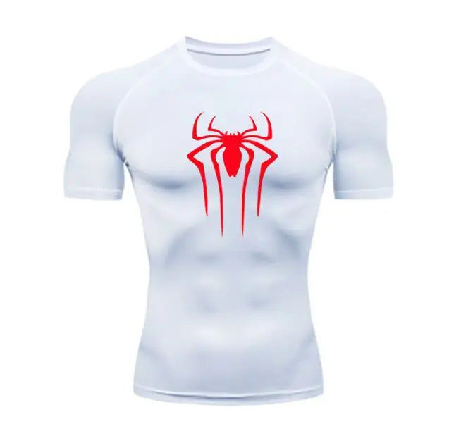 Camiseta de Compressão Esportiva Masculina Spider