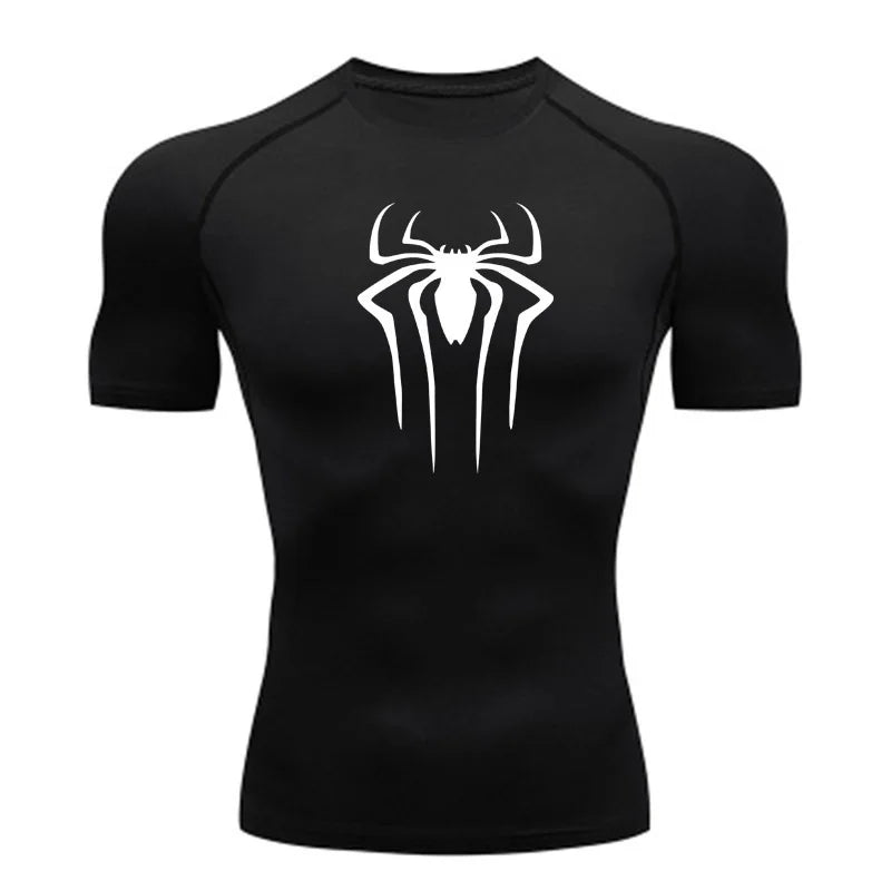 Camiseta de Compressão Esportiva Masculina Spider