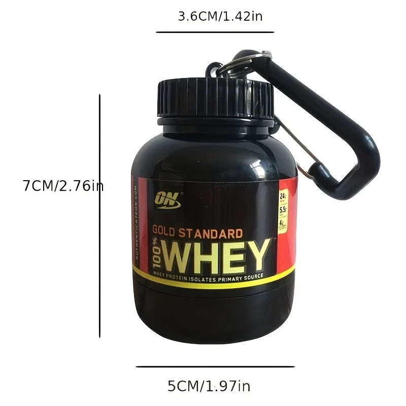 Mini Porta-Suplemento 100ml com Chaveiro – Leve, Portátil e à Prova de Vazamentos