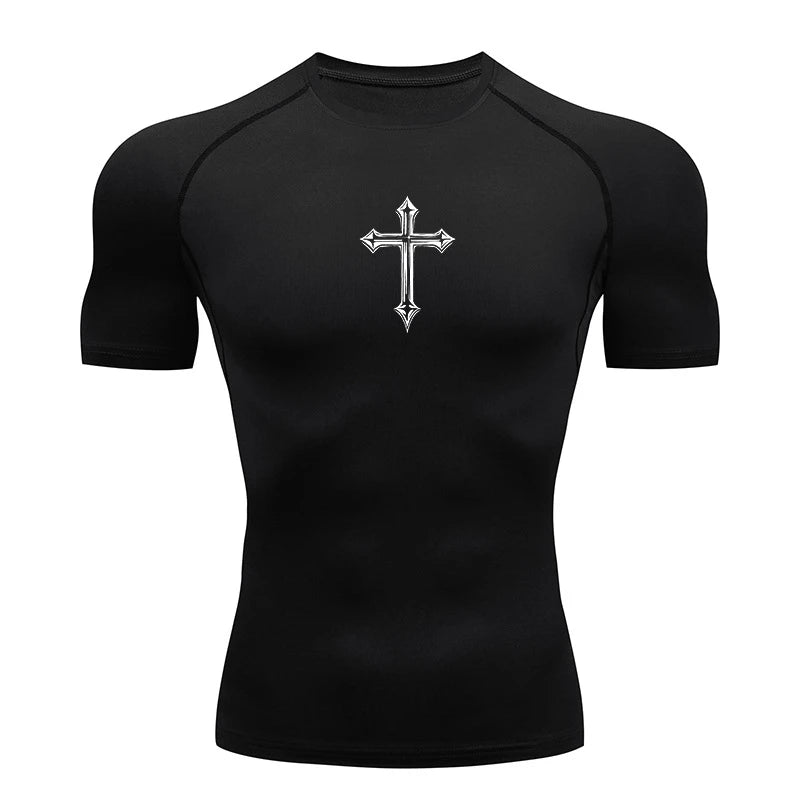 Camiseta de Compressão Esportiva Masculina Cross