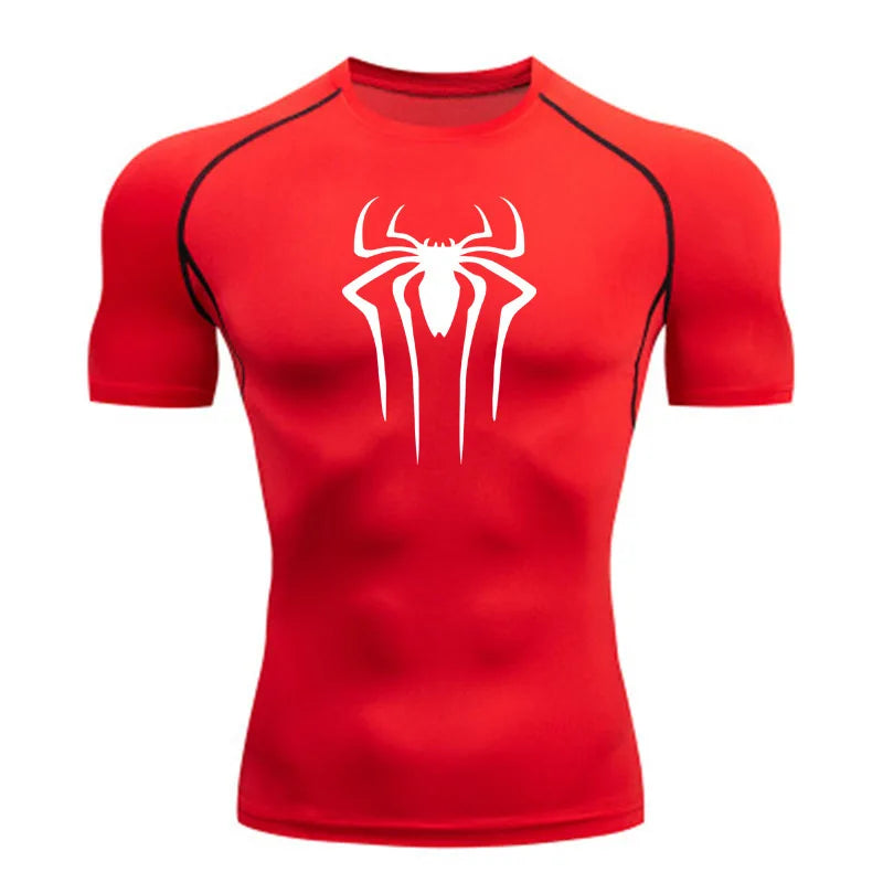 Camiseta de Compressão Esportiva Masculina Spider