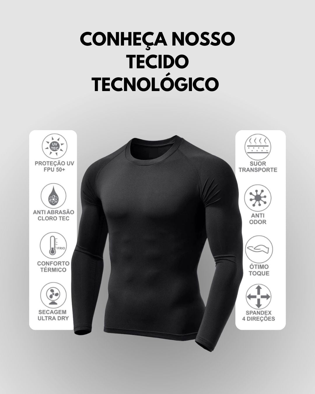 Kit 05 Camisas Térmicas Proteção Uv 50+ Segunda Pele Manga Longa [COMPRE 03 LEVE 05]
