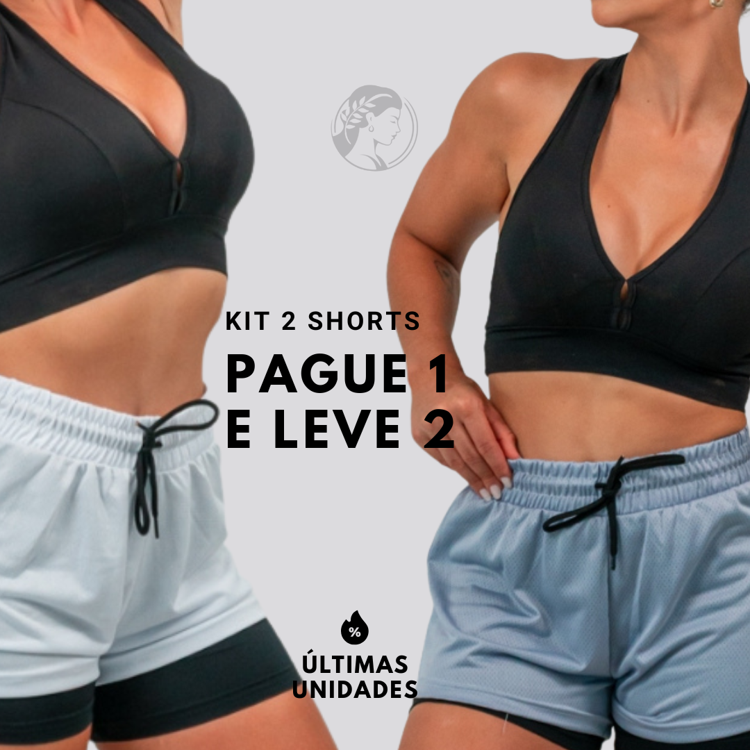 Kit 2 Shorts com Compressão Interna 2 em 1 Feminino - [COMPRE 01 LEVE 02]