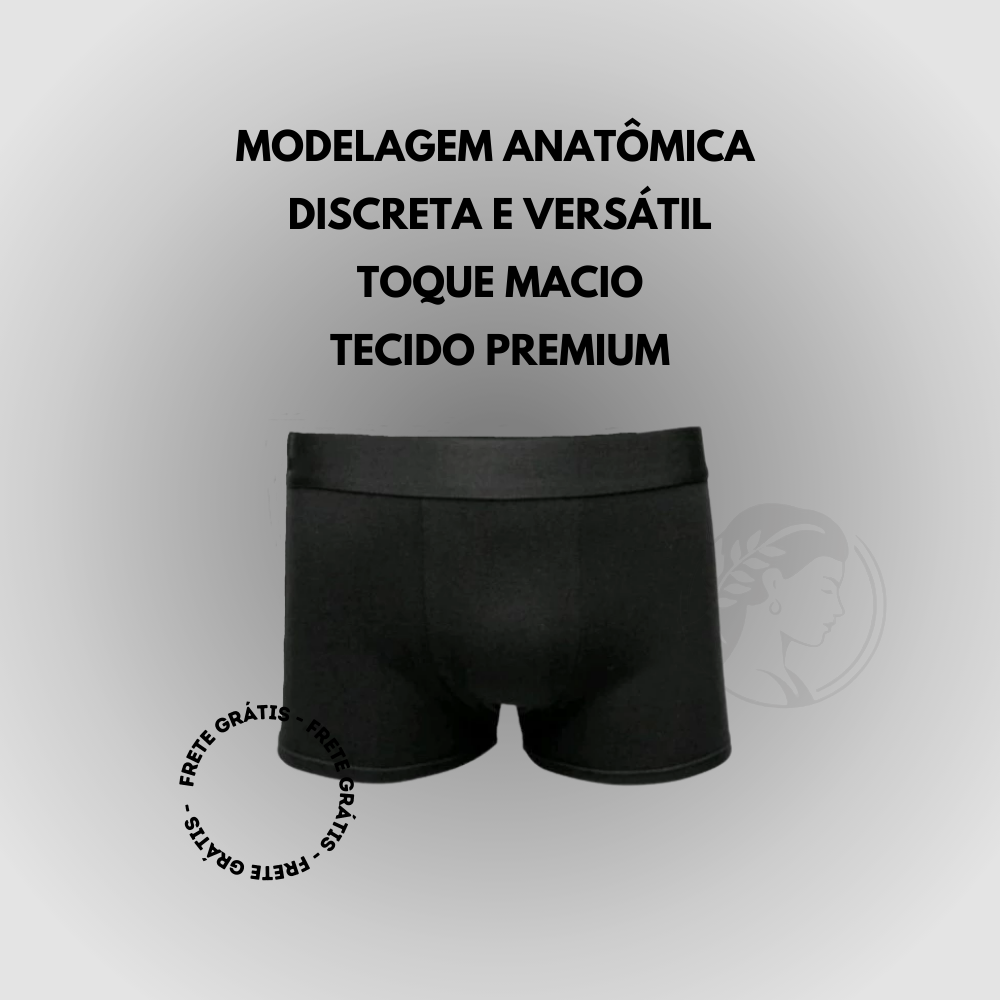 Kit com 10 Cuecas Boxer Adulto Toque Macio Preta Premium [COMPRE 05 LEVE 10]
